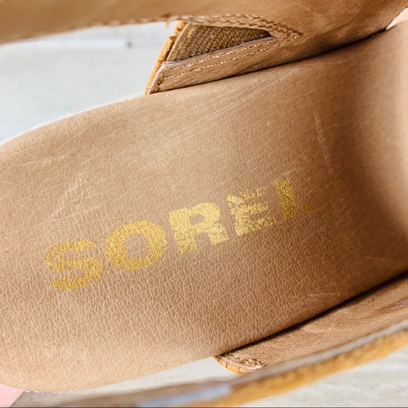 SOREL JOANIE II CAMEL LEATHER JUTE WEDGE SANDAL - Picture 10 of 14